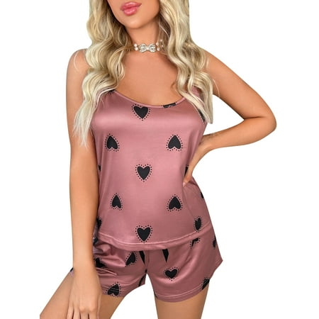 

Women Milk Silk Pajamas 2 Pieces Loungewear Suits Camisoles Shorts