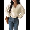 thumbnail image 3 of Suéter de Larga de Otoño para Mujer, Cuello en V, Informal, Ligero, de Punto M, 3 of 9