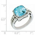 thumbnail image 2 of Sterling Silver Rhodium Diam. & Checker-Cut Sky Blue Topaz Ring (Size 7) Made In Thailand qr3051lsbt-7, 2 of 2