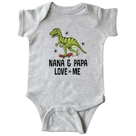 

Inktastic Nana and Papa Love Me Dinosaur Grandson Gift Baby Boy Bodysuit