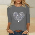 thumbnail image 2 of Blouses pour Femmes T-Shirt Imprimé Blouse à Manches 3/4 Col Rond Décontracté, Blouses pour Femmes T-Shirts pour Femmes, Blouses pour Femmes Décontractées, 2 of 3