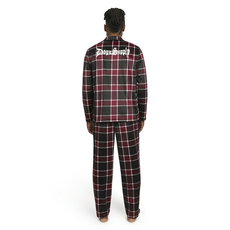 Dogg Supply by Snoop Dogg Men s 2 Piece Long Sleeve Microfleece Button Front Top and Pants Pajama Set Walmart