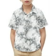 thumbnail image 2 of LNWUY Boys Girls Fashion Cute Casual Gradient Tie Dye Pocket Short Sleeve Loose Comfort Breathable Casual Shirt Gray 4 Years, 2 of 7