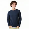 thumbnail image 3 of Men's Long Sleeve Crew Neck Ribbed Cuff Solid Tee/T-Shirt , Navy 2XL, 1 Pack, 3 of 6