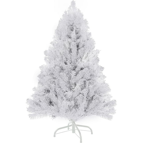 4ft White Christmas Tree - Premium Hinged Artificial Small Christmas Tree, Canadian Fir Full Bodied 4 Feet Tree with 320 Tips, Lightweight and Easy to Assemble Holiday Décor Tree with Metal Stand