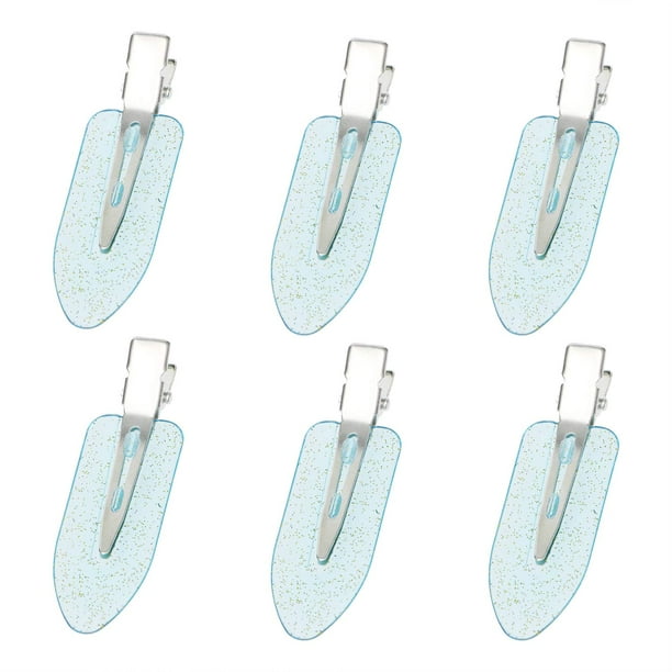 Mini Skater 6 pinzas para el pelo sin curvas, pinzas para maquillaje, pinzas para rizos, pinzas para el pelo sin arrugas, para peinado, flequillo, ondas, peinado, peluquería (azul brillante)