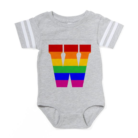 CafePress - Rainbow Letter W - Cute Infant Baby Football Bodysuit