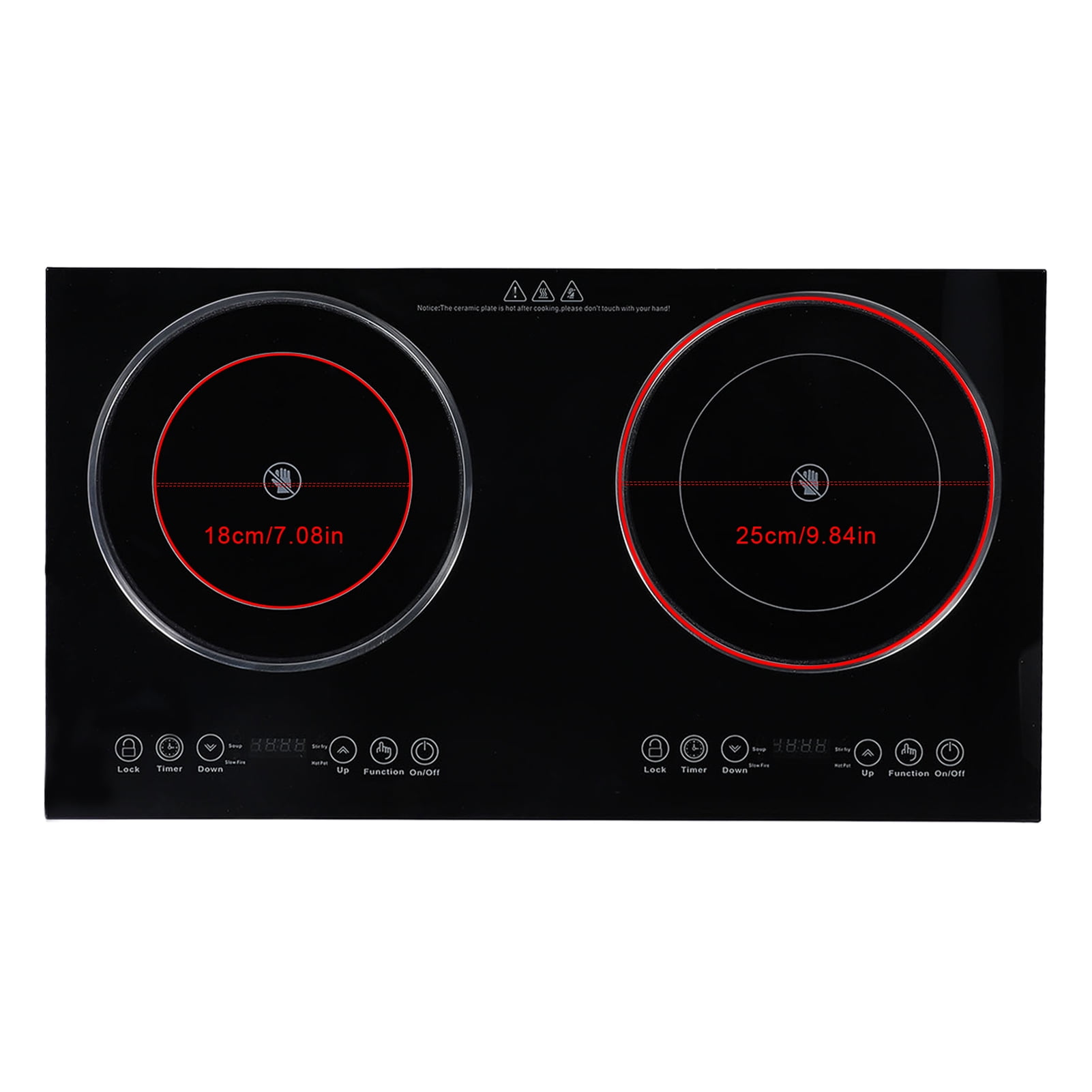 Electric Ceramic Cooktop,26.8 in 2 Burners Built-in Countertop Burners Cooker,2200W Electric Stove,11 Power Levels, Kids Lock & Timer,LED Touch Control