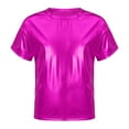thumbnail image 3 of Sinleey Kids Girls Cheerleading Outfit Shiny Shirts One Shoulder Tops Sleeveless Crop Tank and Hip Rose Red 10, 3 of 6