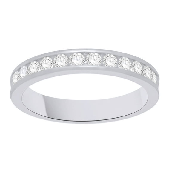 AFFY White Natural Diamond Anniversary Band Ring In 14k White Gold (0.33 Cttw)