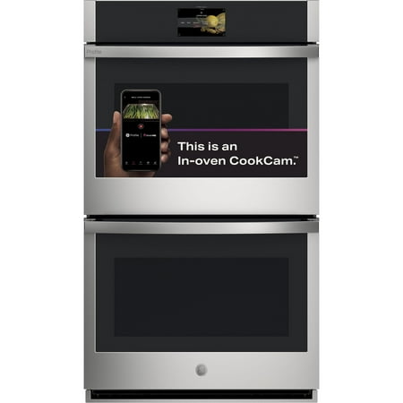 GE Profile - 30" Smart Built-In Double Electric Convection Wall Oven with Air Fry & In-Oven Camera - Stainless steel