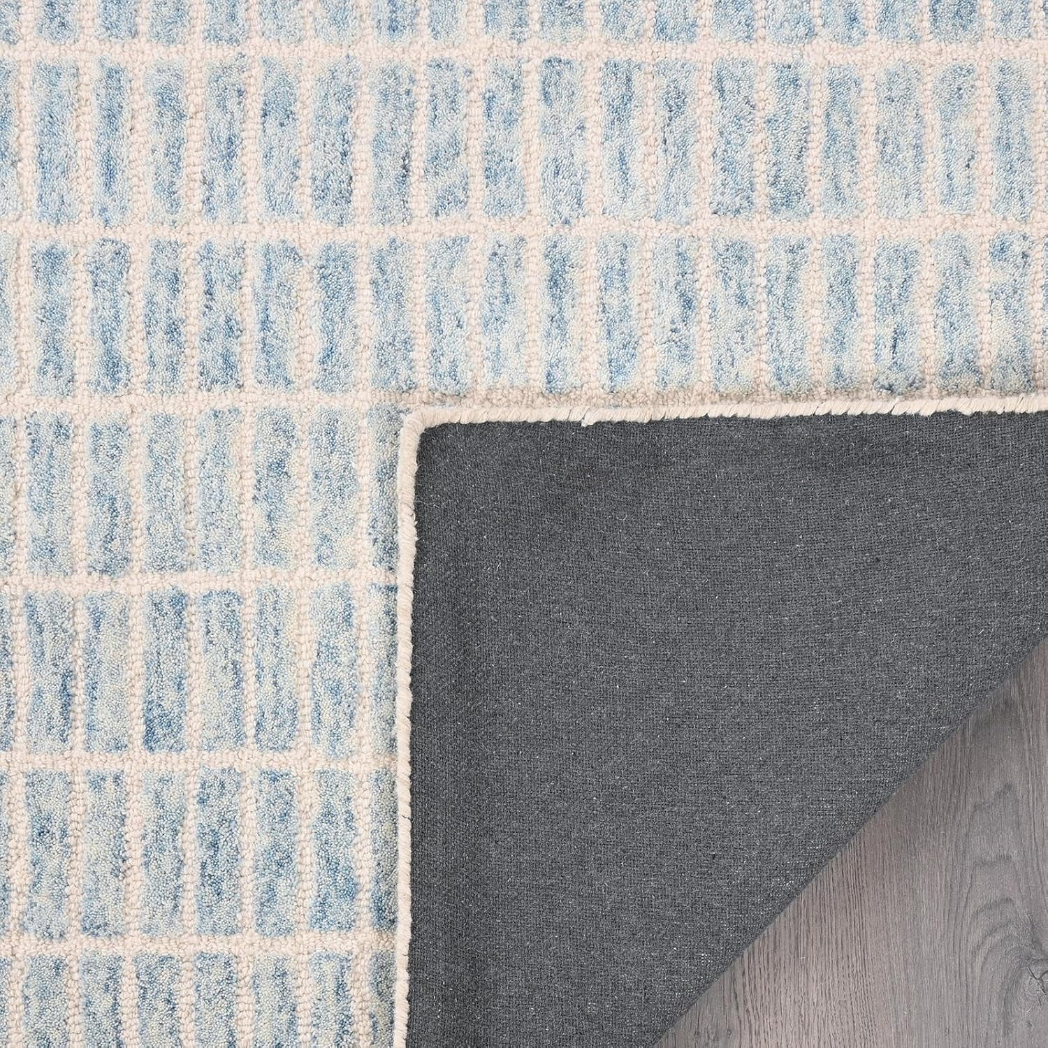 Natural Weave Hand-Tufted Wool Area Rug, Blue, 8 x 10 ft, Rectangle