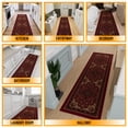 thumbnail image 4 of Ottomanson Medallion Hallway Runner Rug 2'7" x 9'6" - Non Slip Low Pile Carpet, Red, 4 of 13