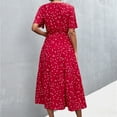 thumbnail image 5 of Boho Dresses for Women Polka Dot Short Sleeve Wrap V Neck Midi Dress Casual Summer A Line Flowy Beach Sundress with Belt, 5 of 5