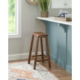 thumbnail image 2 of Linon Beamon 29" Sturdy Wood Backless Saddle Seat Bar Stool in Honey Brown, 2 of 14