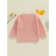 thumbnail image 4 of Suealasg Newborn Baby Girl Knit Sweater Round Neck Long Sleeve Colorful Letter Embroidery Knitwear Pullover Sweatshirt 3 6 9 12 18 Months Infant Fall Winter Clothes, 4 of 7
