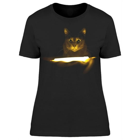Cat At Night Holding A Lamp T-Shirt Women -Image by Shutterstock, Female XX-Large
