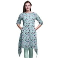 thumbnail image 1 of Bimba Green Artistic Printed Asymmetrical Kurti Tops for Women Indian Summer Dress Tunic XX-Large, 1 of 6