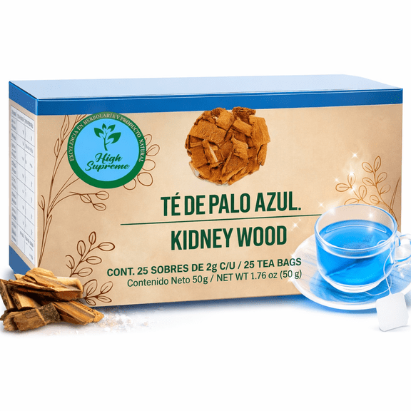 Palo Azul Herbal Tea – 25 Tea Bags –Kidneywood (Blue Stick) Infusion – 100% Natural, Vegan, Non-GMO, Hecho en México-Caffeine-Free – by High Supreme