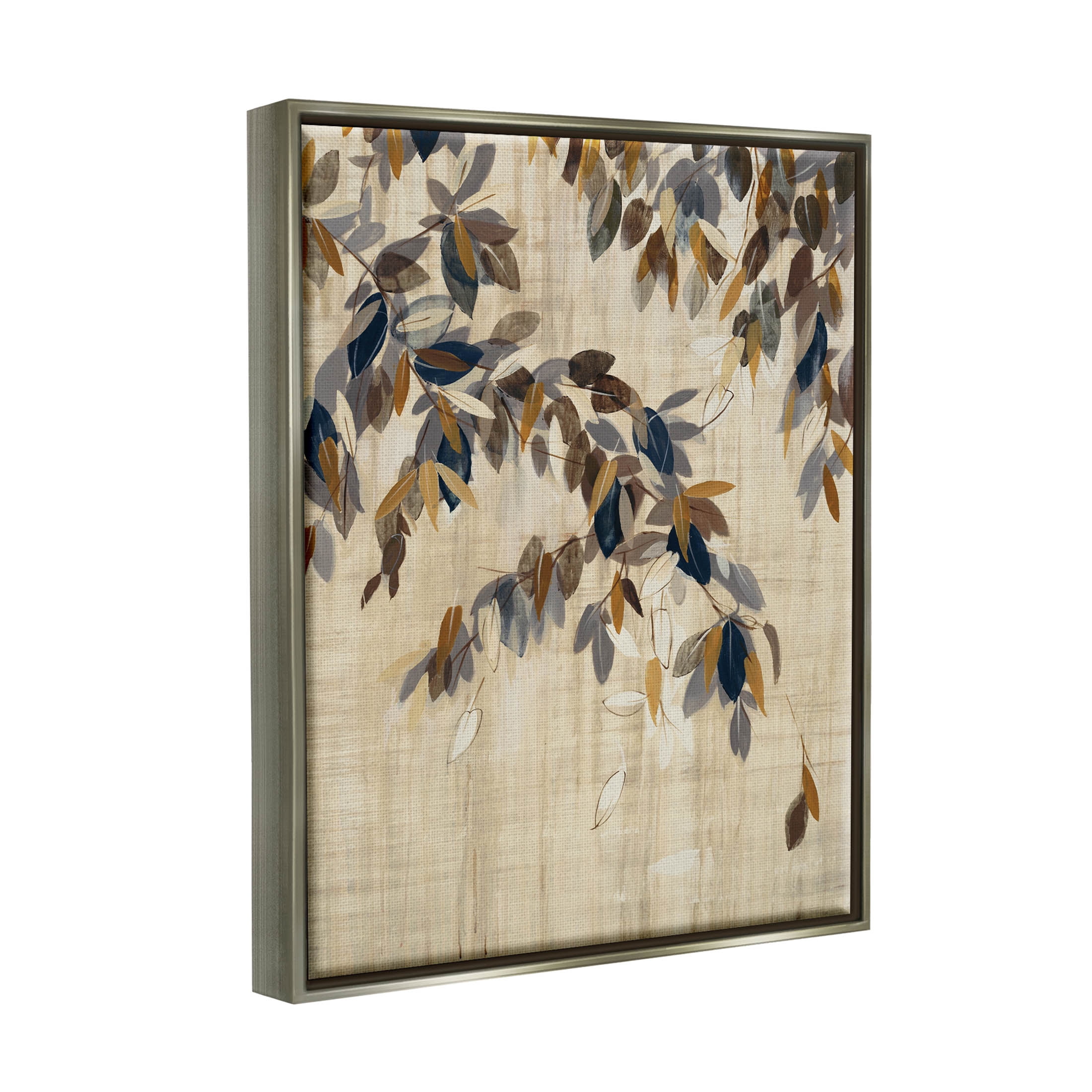 Boho Neutral Tree Leaves Botanical & Floral Graphic Art Luster Gray Framed Art Print Wall Art
