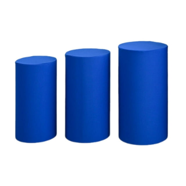 3x Cilindros de pedestal de cilindros cubiertas de pilar de pilar de de pilares de pilares elegantes para eventos para eventos decoración del banquete Azul