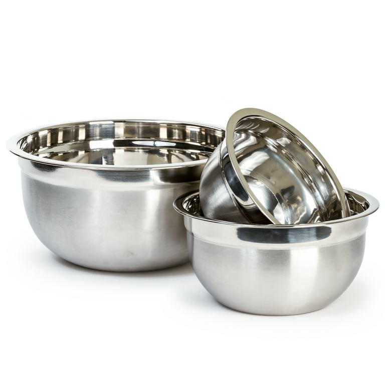 Stainless Steel 3/4-1 1/2-3-4-5-8 Qt Mixing Bowls for Cooking 6 Pc, Ba