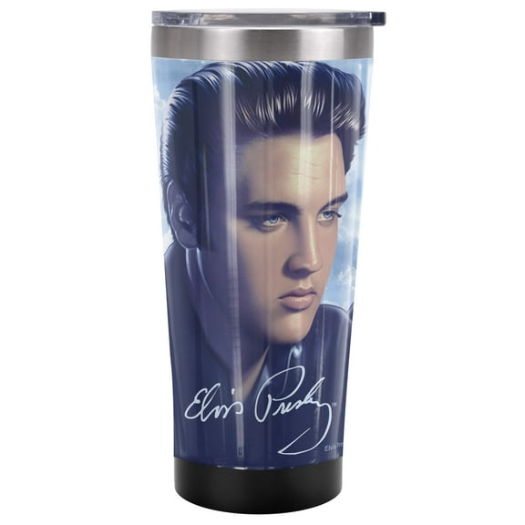 Elvis Official Big Portrait 20 oz Travel Tumbler, Stainless Steel, Vacuum Insulated with Leak Resistant Slide-Lock Lid