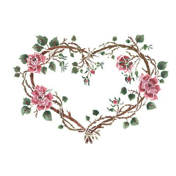 Rose Heart Wall Stencil - DEE248 by DeeSigns