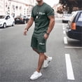 thumbnail image 3 of Milan Letter Graphic Short Sets for Men Crewneck T Shirt and Shorts 2 Piece Matching Set Mens Summer Outfits, 3 of 5