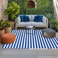 thumbnail image 2 of Navy Blue Stripe Outdoor Rug for Patio/Deck/Porch, Non-Slip Large Area Rug 4 x 6 Ft, Modern White Vertical Striped Geometric Indoor Outdoor Rugs Washable Area Rugs, Camping Rug Carpet Runner, 2 of 8