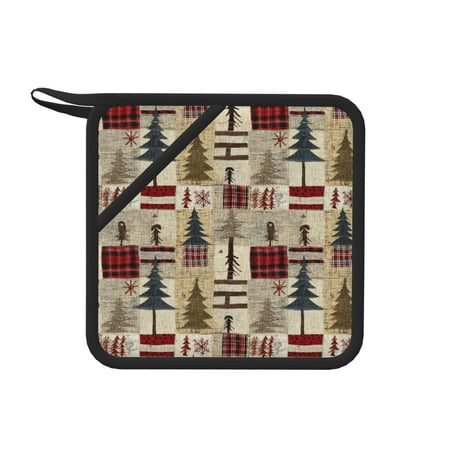 

Matuu Rustic Plaid Forest Lodge for Square Silicone Anti-hot Pad for Kitchen Potholders Hot Dishers Spoon Holder