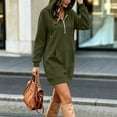 thumbnail image 4 of Ashirexll Casual Dresses for Women Winter Casual Hooded Style Long Sleeve Solid Color Dress with Pockets and Zip Front, 4 of 6