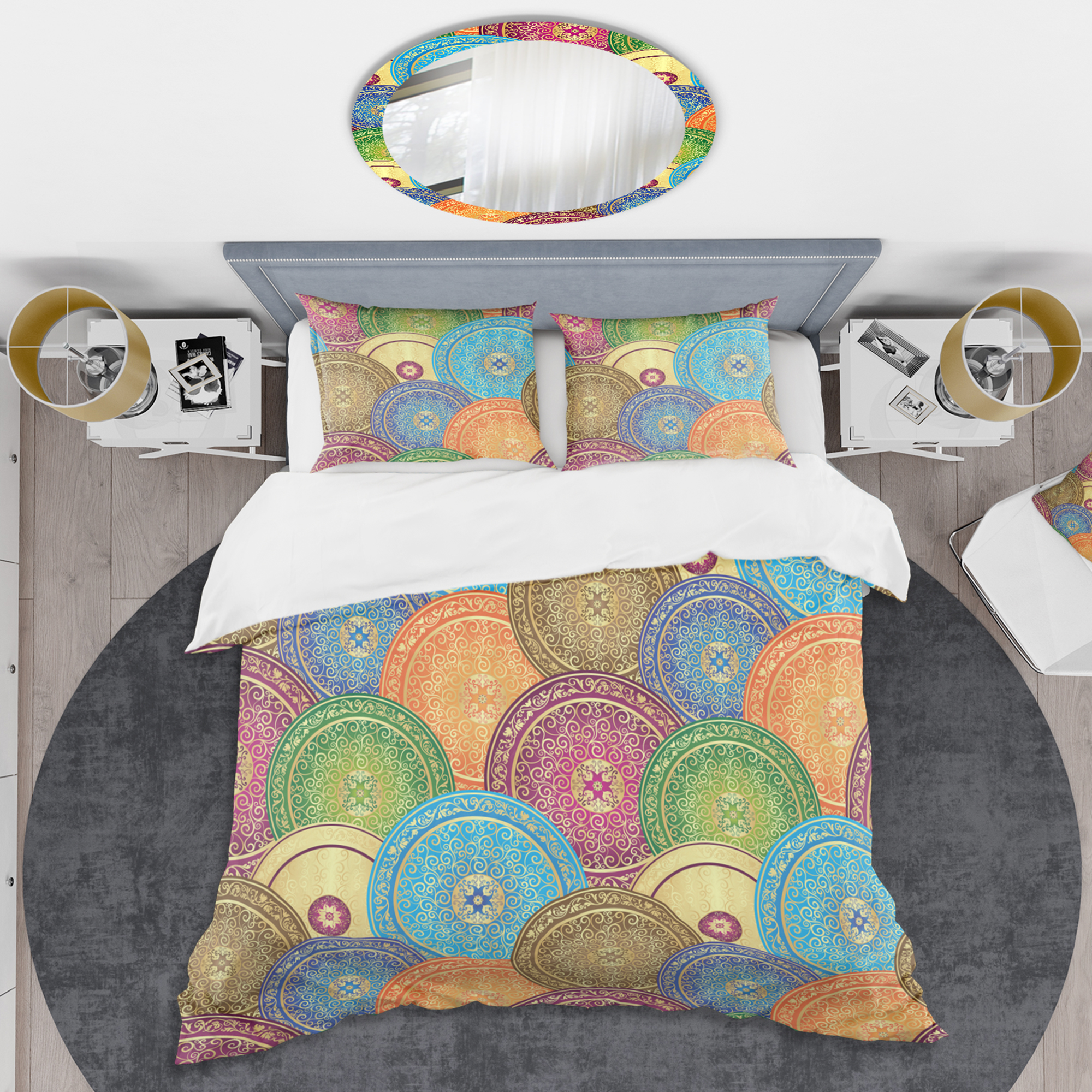 Designart 'Circular Retro Design IV' Mid-Century Modern Duvet Cover Set