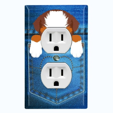 Metal Light Switch Plate Cover Cute Shih Tzu Puppy Dog Pocket DOG005