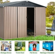 YODOLLA 10 x 8 ft. Outdoor Metal Storage Shed with Sliding Roof & Lockable Door