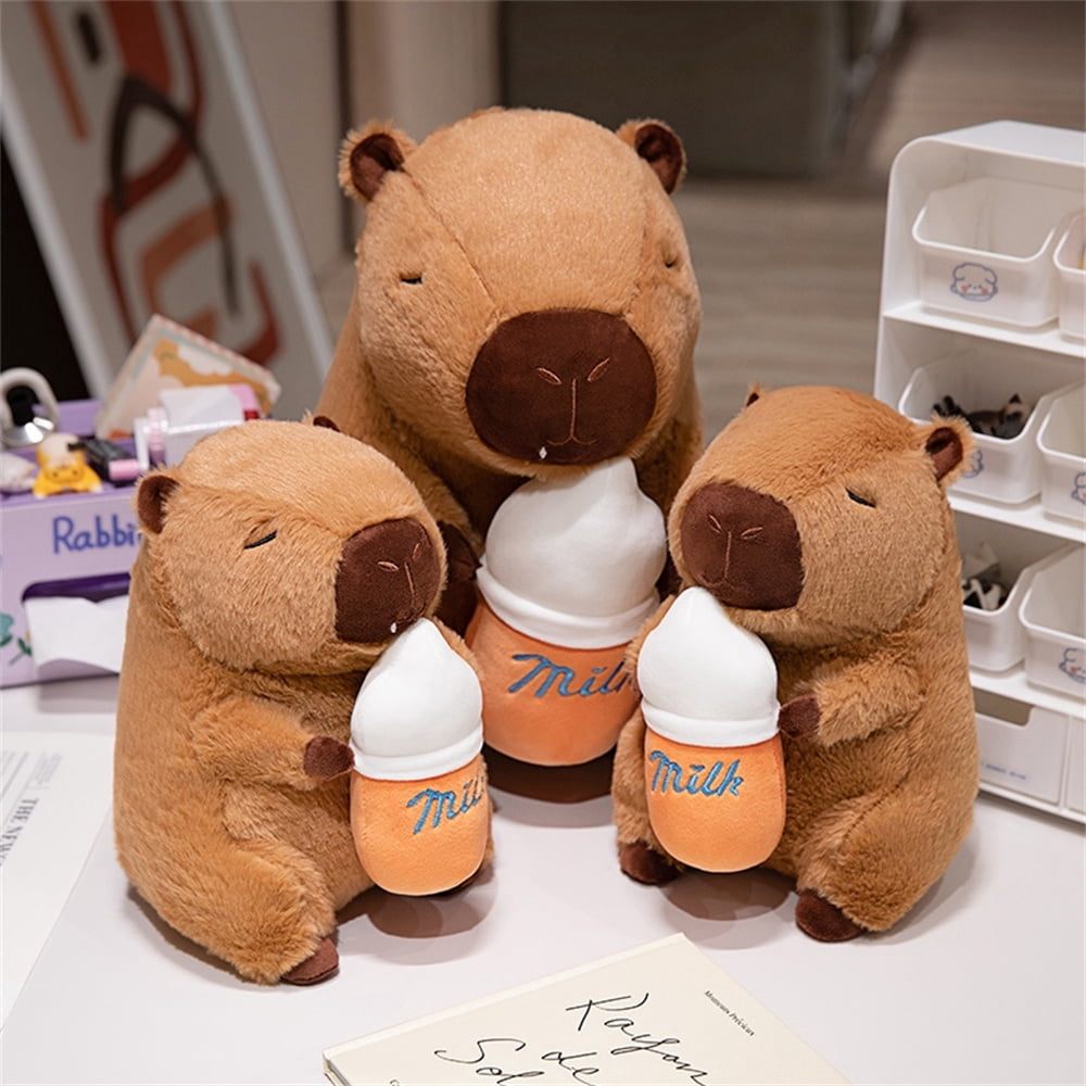 9.84in Cuddly Capybara Plush with Baby Bottle – Ultra-Soft Stuffed Animal, Machine Washable Gift for Kids
