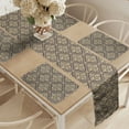 thumbnail image 2 of Ambesonne Oriental Table Runner & Placemats, Antique Curly Damask, Placemat 4 pcs + Runner 14"x90", Taupe and Beige, 2 of 2