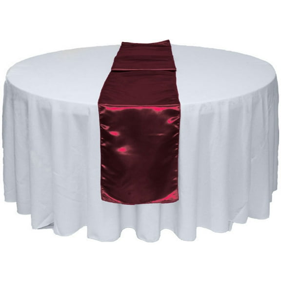 Gowinex 10pcs Burgundy 12" x 108" Satin Table Runner Wedding Party