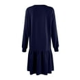 thumbnail image 6 of Sweatshirt Dresses for Women 2025 Long Sleeve Oversized Crewneck Sweatshirt Patchwork Ruffle Mini Dress Pullover Navy XL, 6 of 6