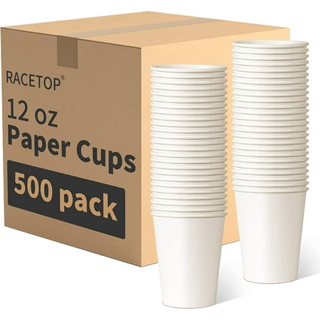 

[12 oz 500 pack] Paper Coffee Cups Paper Cups 12oz Hot Cups Ideal for Hot Drinks Coffee(white)
