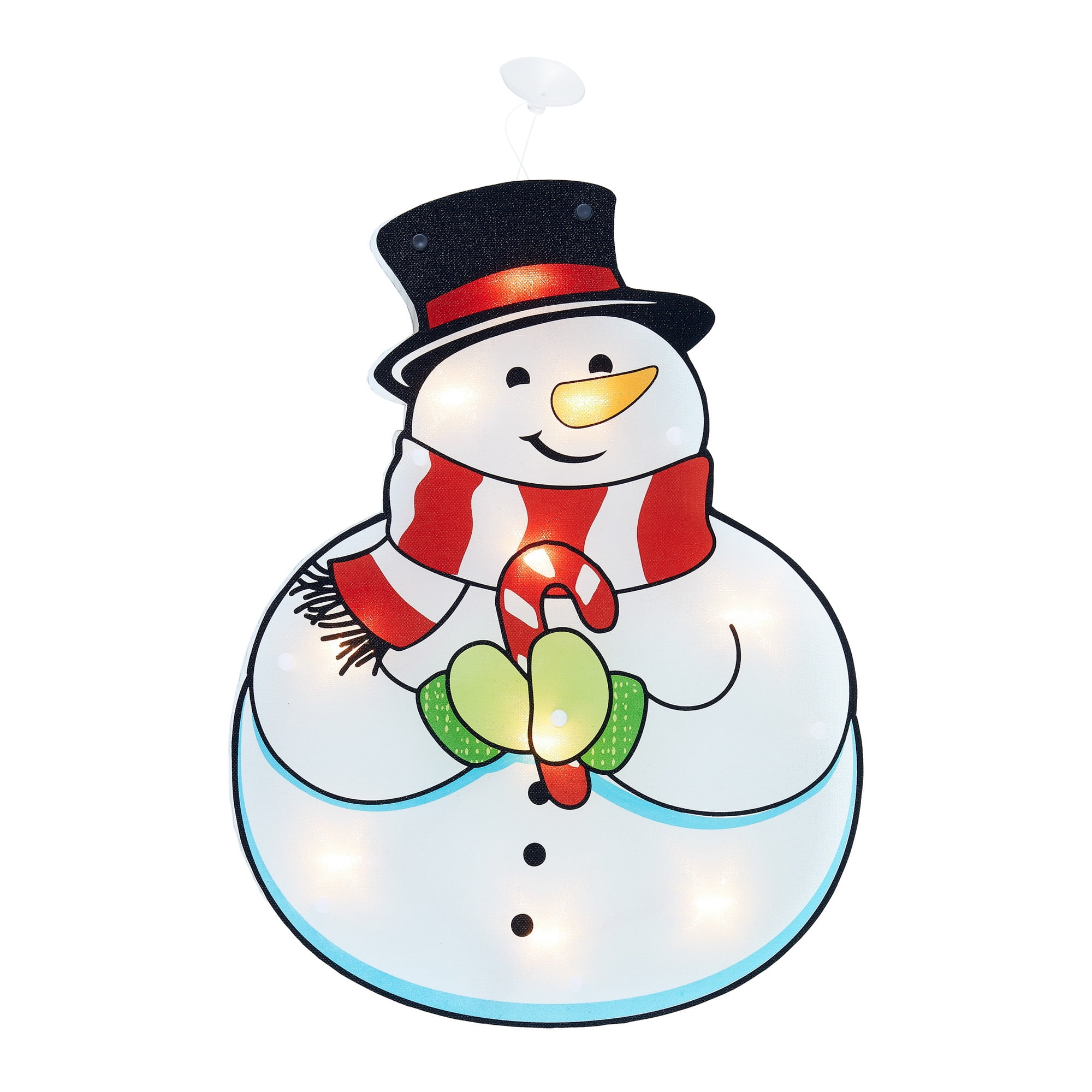 Holiday Time Lighted Shimmering Snowman Retro Look 16/" Hanging Decoration