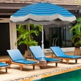 thumbnail image 4 of Gymax 6.5 FT Beach Umbrella w/ Fringe Tassel Umbrella w/ Push Button Tilt Sand Anchor Navy Blue, 4 of 10