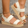 thumbnail image 2 of Dakaela Women’s Open Toe Platform Sandals Elastic Ankle Strap Slingback Slip on Walking Sandal Comfortable Summer Beach Casual Shoes Size 6-9 White, 2 of 9