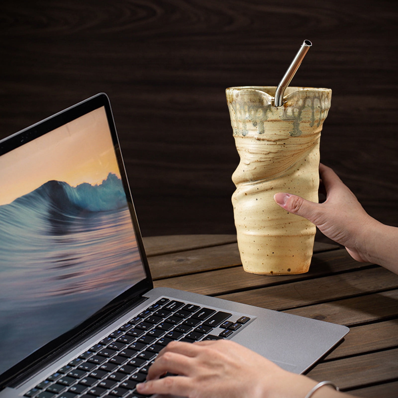 Stijggn Acrylic Cups 100% BPA Free PPSU, Magic No Spill Straw Cup with Attached Flip Top Lid, Easy to Hold for Coffee Drinks