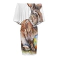 thumbnail image 4 of Cute Easter Bunny Women's Off The Shoulder Ruffles Summer Wedding Guest Loose Casual Party Beach Dress, 4 of 9