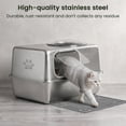 thumbnail image 4 of KPWACD Stainless Steel Cat Litter Box with Lid Metal Litter Pan Extra Large 23.8" X 15.9" X 13.1", 4 of 9