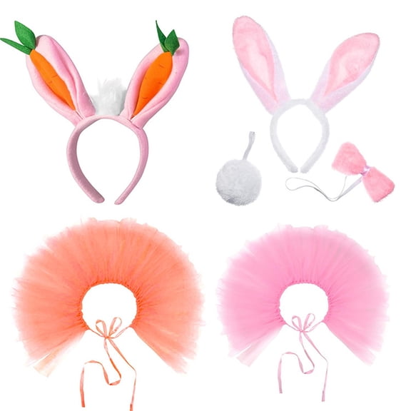 Easter Decorations home easter bunny Kids Bunny Ear Headband And Tulle Skirt Set For Dress Up Party Easter Costume Accessories Outfit For Girls Toddlers