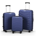 thumbnail image 3 of Canddidliike V-Shaped Stripes 3-in-1 PP Trolley Case with PP Iron Trolley, 3 Pieces Luggages, Fashionable Luggage for Outdoor, Dark Blue, 3 of 8
