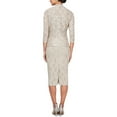 thumbnail image 2 of SLNY Womens Beige Sequined Zippered 3/4 Sleeves Open Front Sheer Floral Sleeveless Scoop Neck Midi Wear To Work Sheath Dress 16, 2 of 2