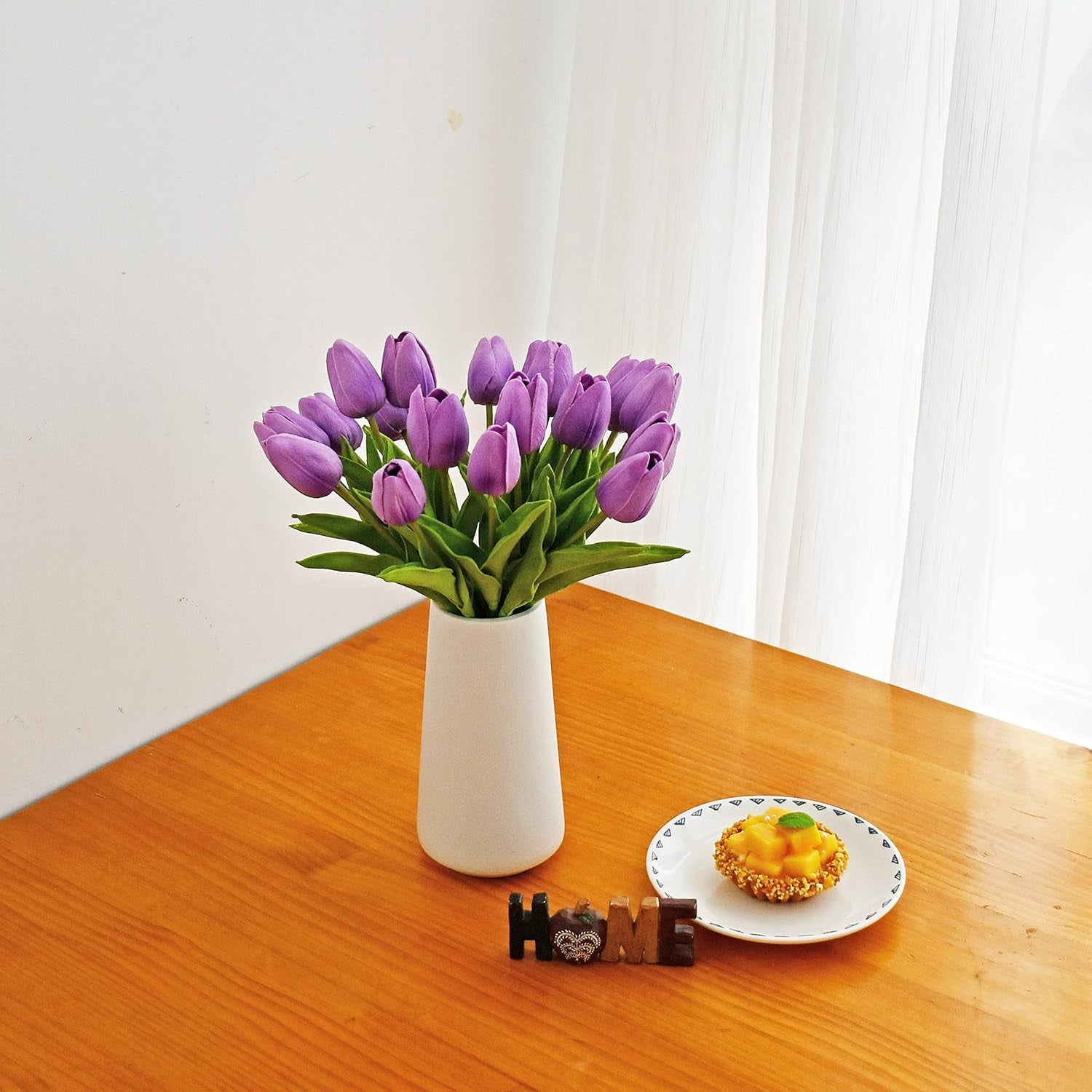 10pcs Light Purple Artificial Tulip Flowers with Soft Latex Materials for Home & Kitchen Decoration